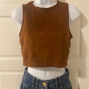 Express Brown Suede Crop Top